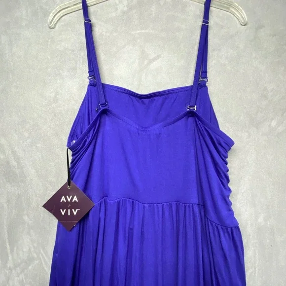 Ava & Viv Womens Purple Smocked Wide Leg Jumpsuit Plus Size 2X - Picture 12 of 16
